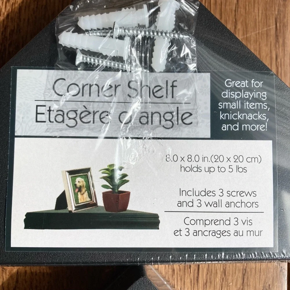 Black Corner Shelf Small Floating Shelves Hardware Holds 5 lbs PVC NEW 11x5”